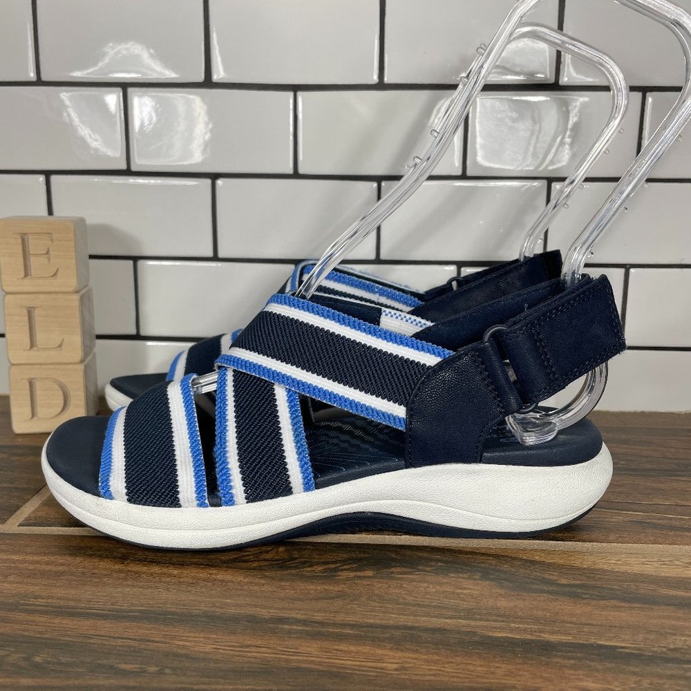 Clarks Mira Lily Womens Size 6.5 Shoes Navy Blue Open Toe Comfort Strappy Sandal